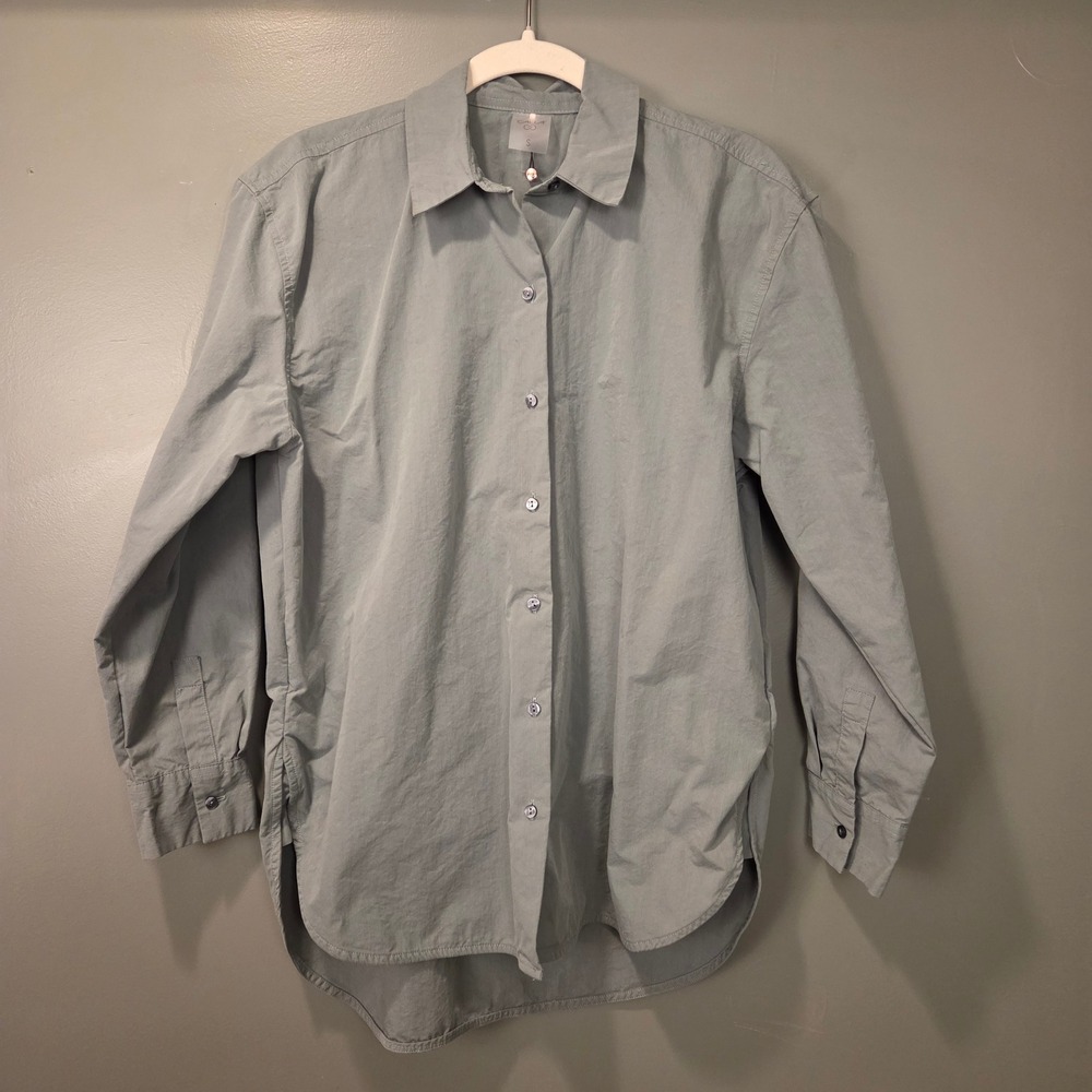 Calia Women's Oversized Long Sleeve Button Up Shirt, Size S, Light Sage Green
